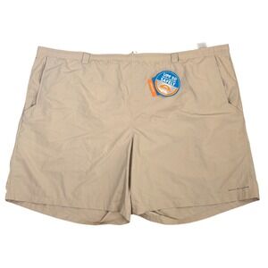 New Columbia Mens Swimsuit Trunks Sz 4X 8" Inseam Khaki Tan Omni Shade 50 SPF